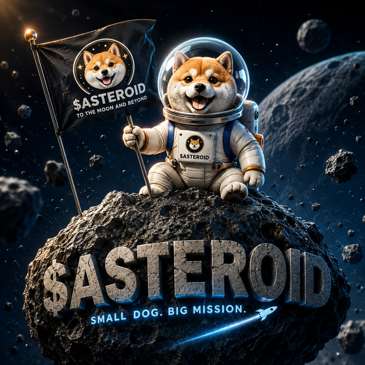 Shiba planting the $ASTEROID flag